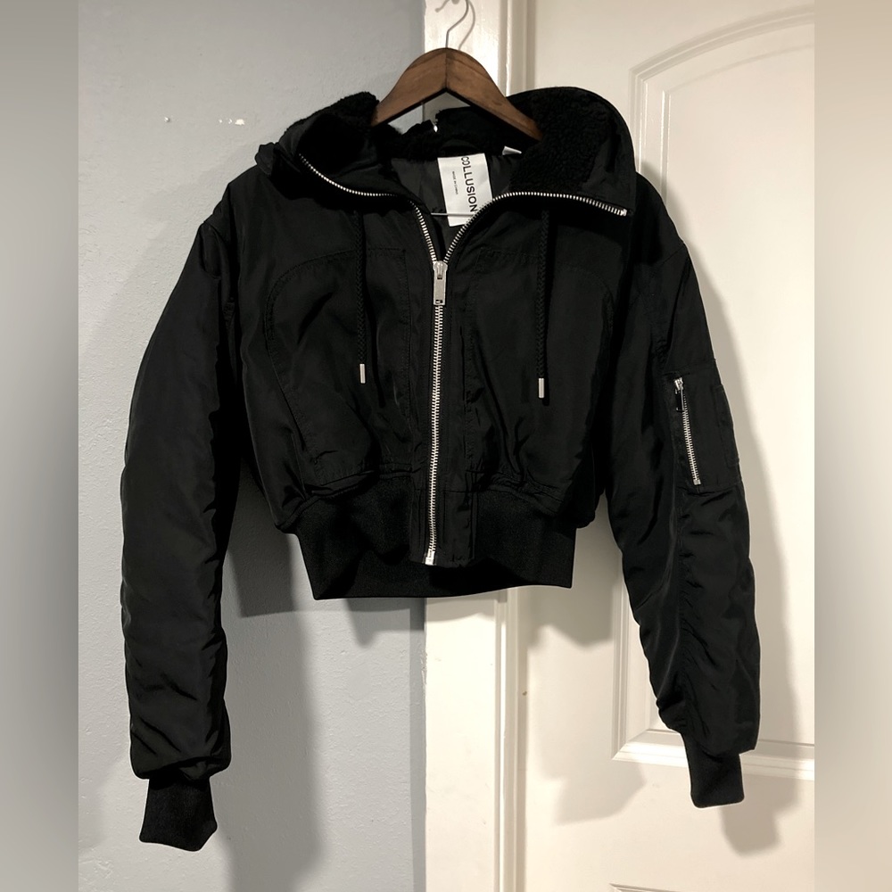 COLLUSION bomber jacket with hood